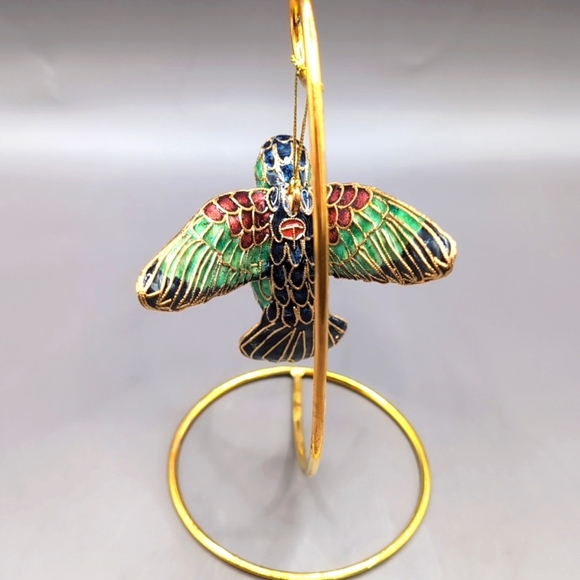 NIB Beautiful Vintage Oriental Treasures Cloisonne Enamel Hummingbird New In Box - Picture 3 of 10